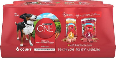 Purina ONE Tender Cuts in Gravy Chicken and Brown Rice, and Beef and Barley Entrees Wet Dog Food Variety Pack | Pets Equips